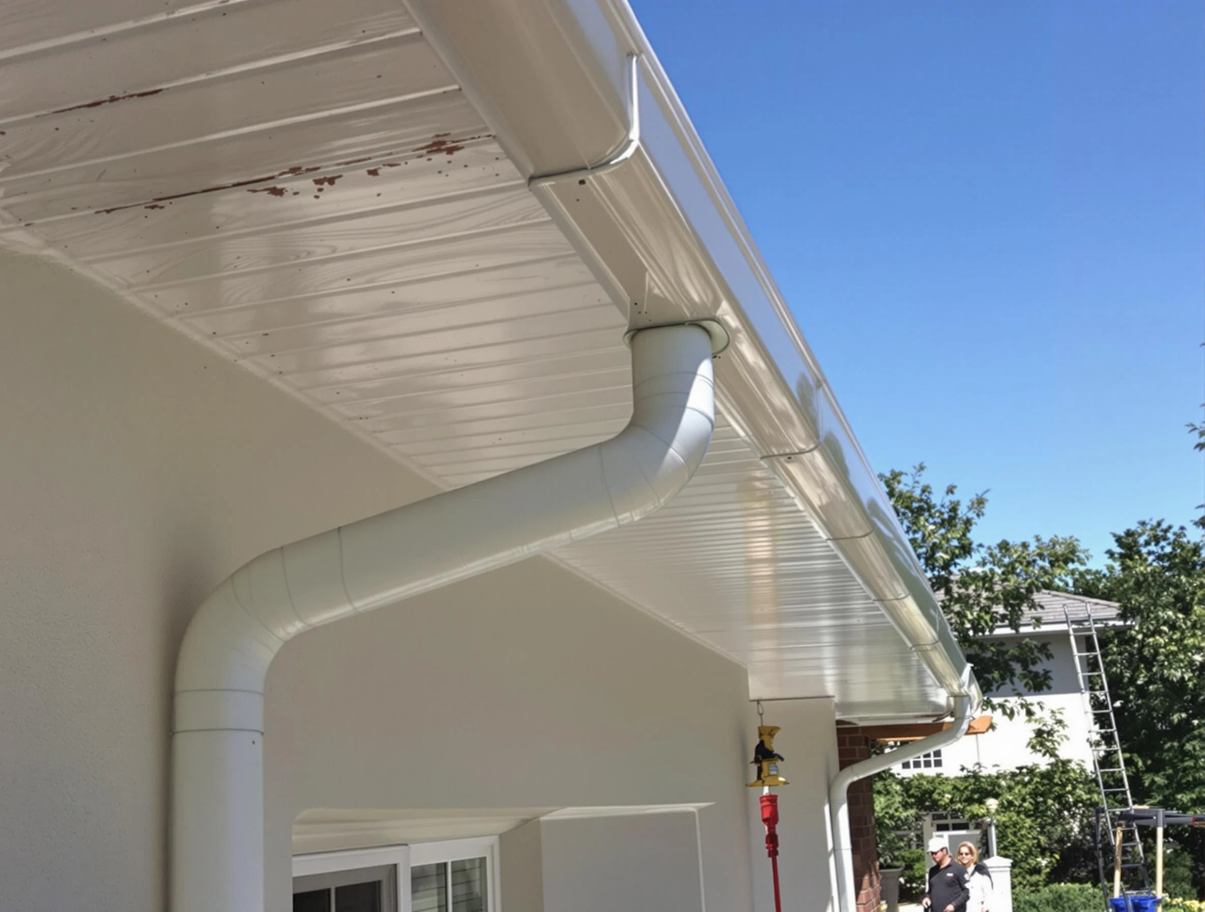On-site seamless gutter fabrication by New Franklin Roofing Company in New Franklin, OH